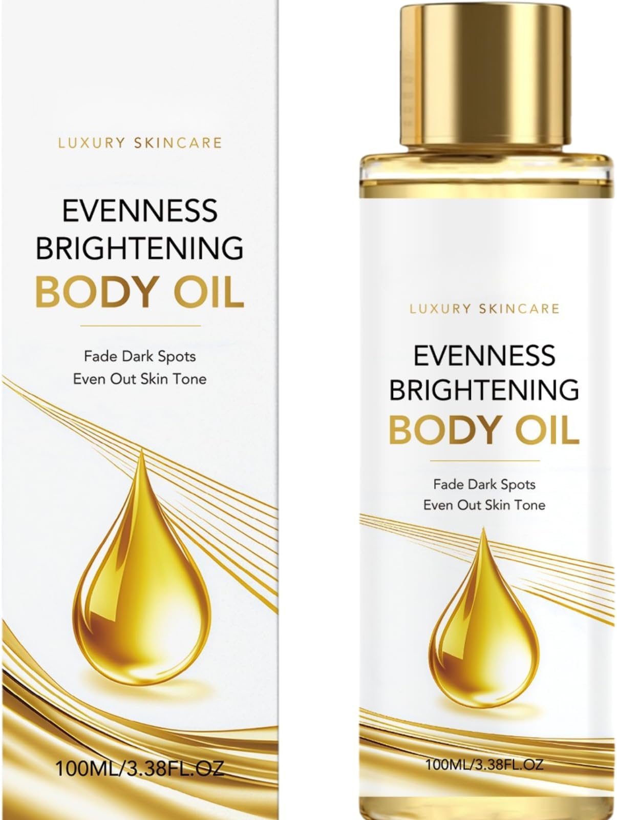 Brightening Body Oil for Dark Spots Hyperpigmentation Uneven Skin Tone - Fade Discoloration Even Glow Moisturizer Luxury Radiant Hydrating Oil 100ml (1pcs)