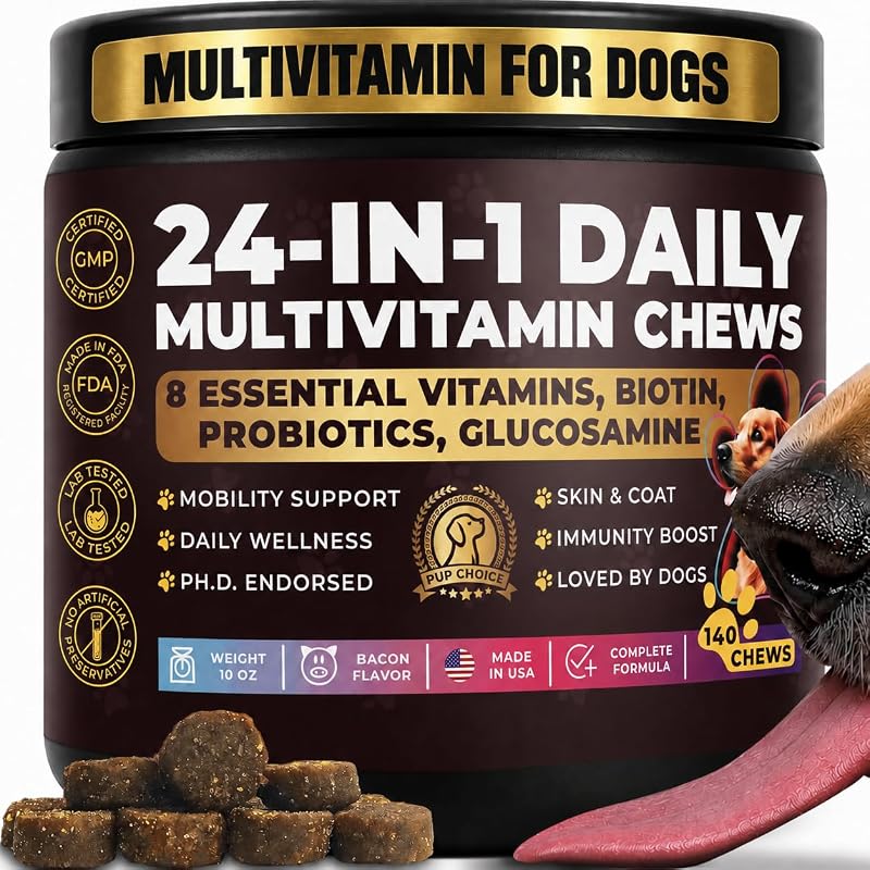Multivitamínico para Cães com Condroitina, Glucosamina e Probióticos Sabor Bacon Pup Choice — 140 Unidades