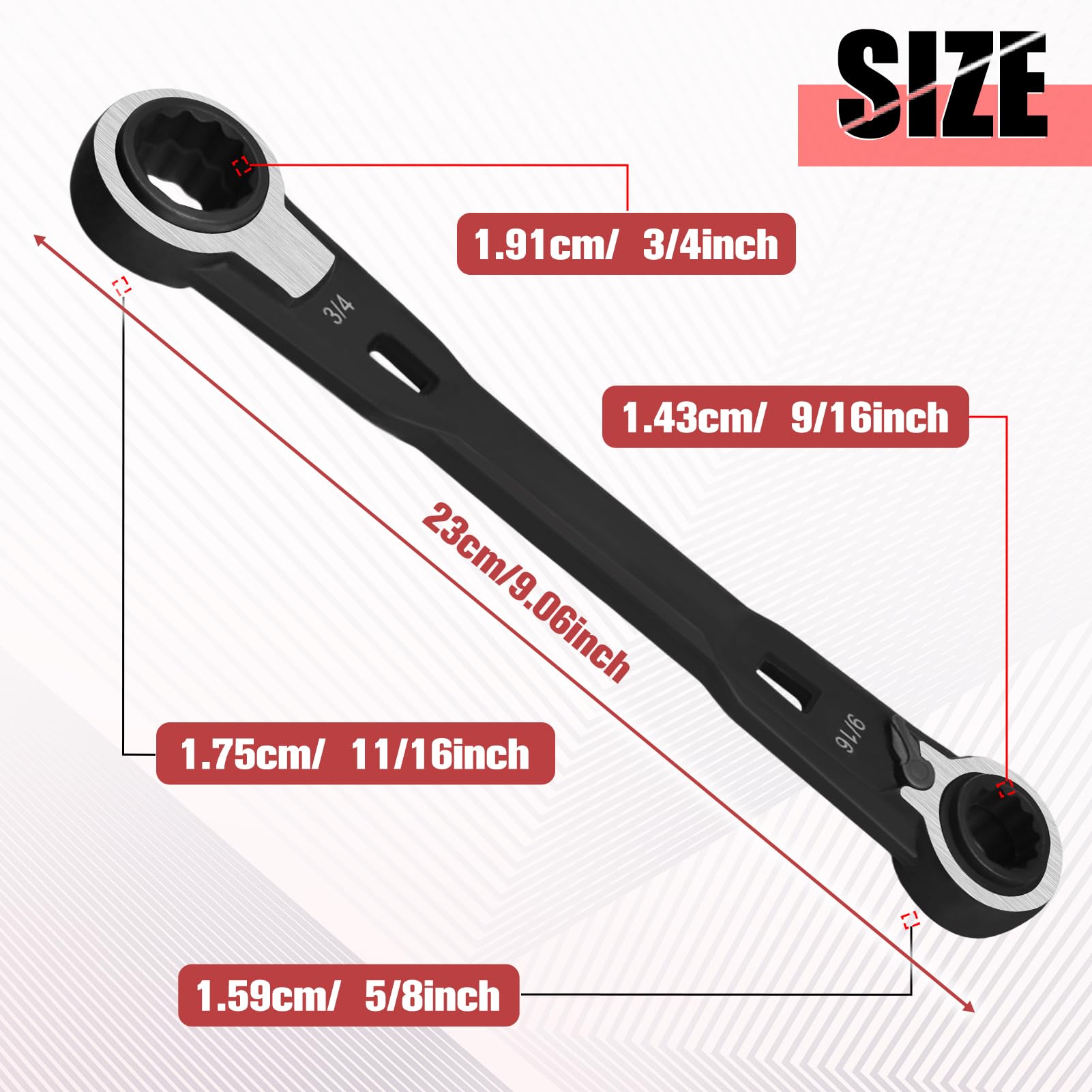 GOLD DEER 4-in-1 Reversible Ratcheting Box Wrench Set SAE 9/16" 5/8" 11/16" 3/4" Double Box End Wrench Set Ratchet Wrench Set,72-Tooth Ratcheting Gear,CR-V Steel - Image 4
