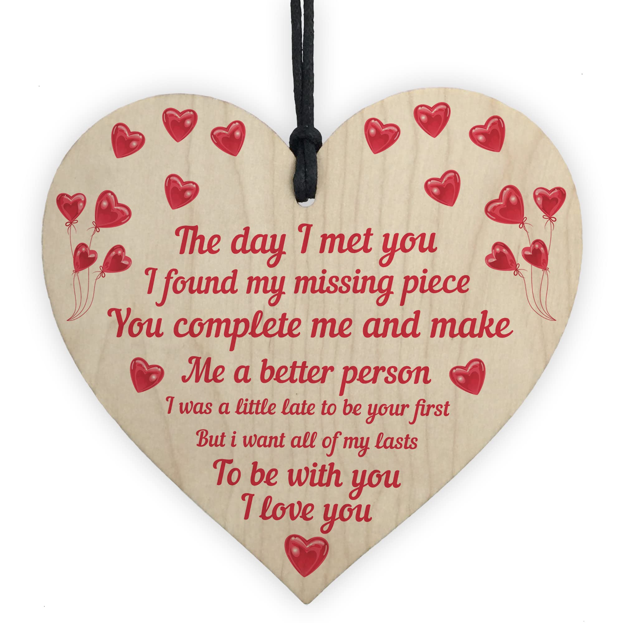 Red Ocean The Day I Met You Special Wooden Heart, Anniversary For Him Her, Anniversary For Husband or Wife, Valentines Day Gift For Him Her, Birthday Gift For Partner