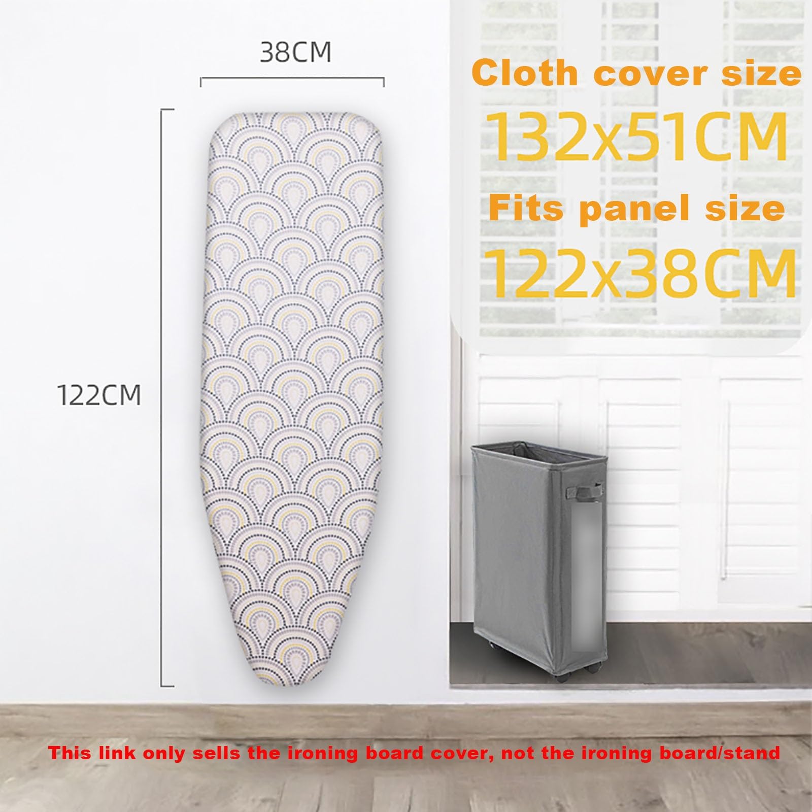 Funda tabla planchar Disponible en varios tamaños，funda tabla de planchar Material de algodón natural，Fácil de instalar y resistente al planchado，Apto para planchas de vapor. ( Size : L122*W38cm )