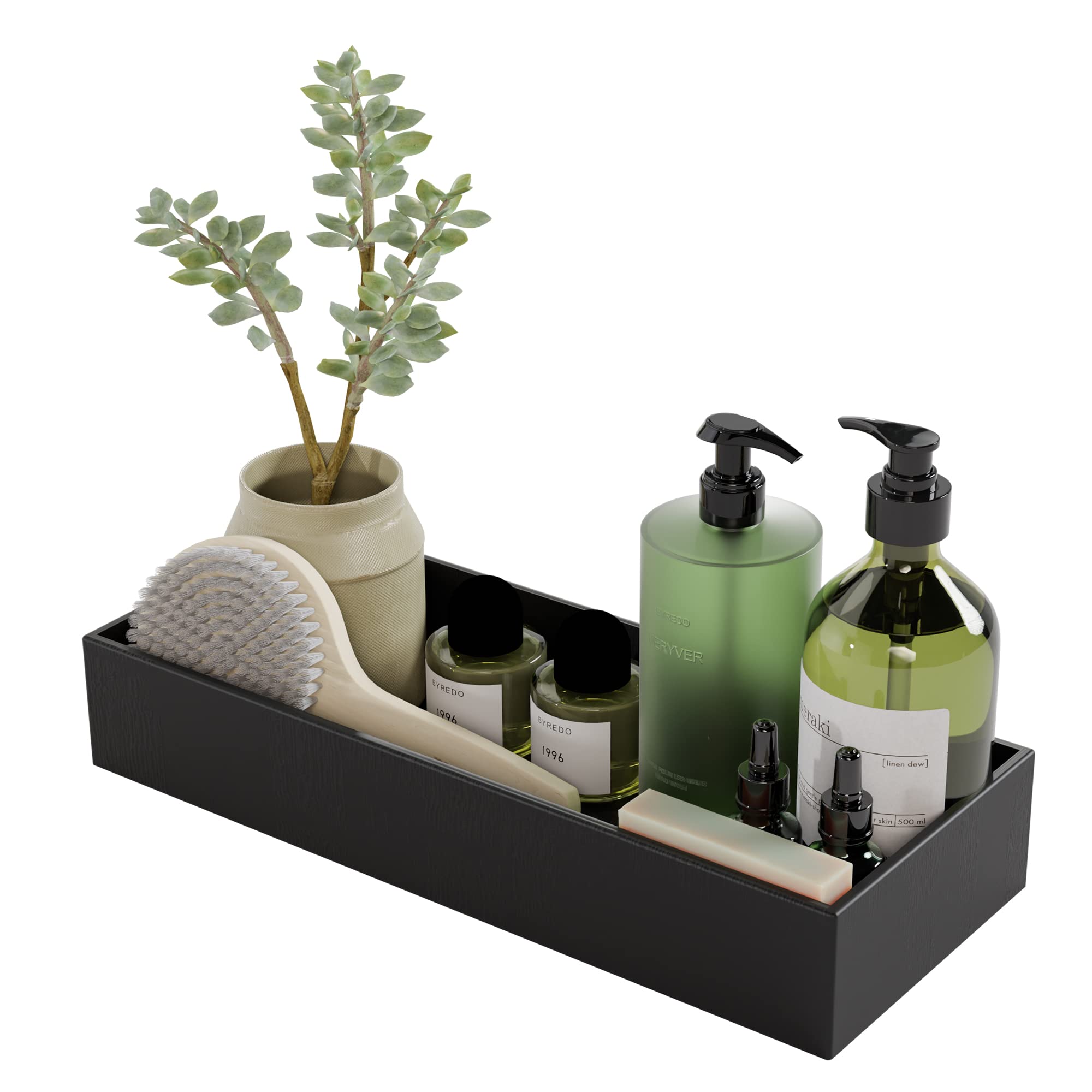 Black Bamboo Drawer Organizer - Silverware&Utensil Holder Organizer for Kitchen Drawers, Multi-Use Drawer Dividers Boxes for Bathroom Counter，Cabinet, Garage, Office Desk, Makeup, Jewelry (15"6"2.5")