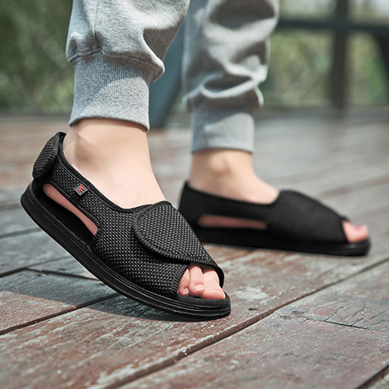 Generico Pantofole per Diabetici e Piedi Gonfie Uomo Donna Estive Aperte Sandali Pianta Larga Comode Scarpe Ortopedico Elasticizzata con Adesivo a Strappo Non Stringono Regolabili a Piacere Unisex