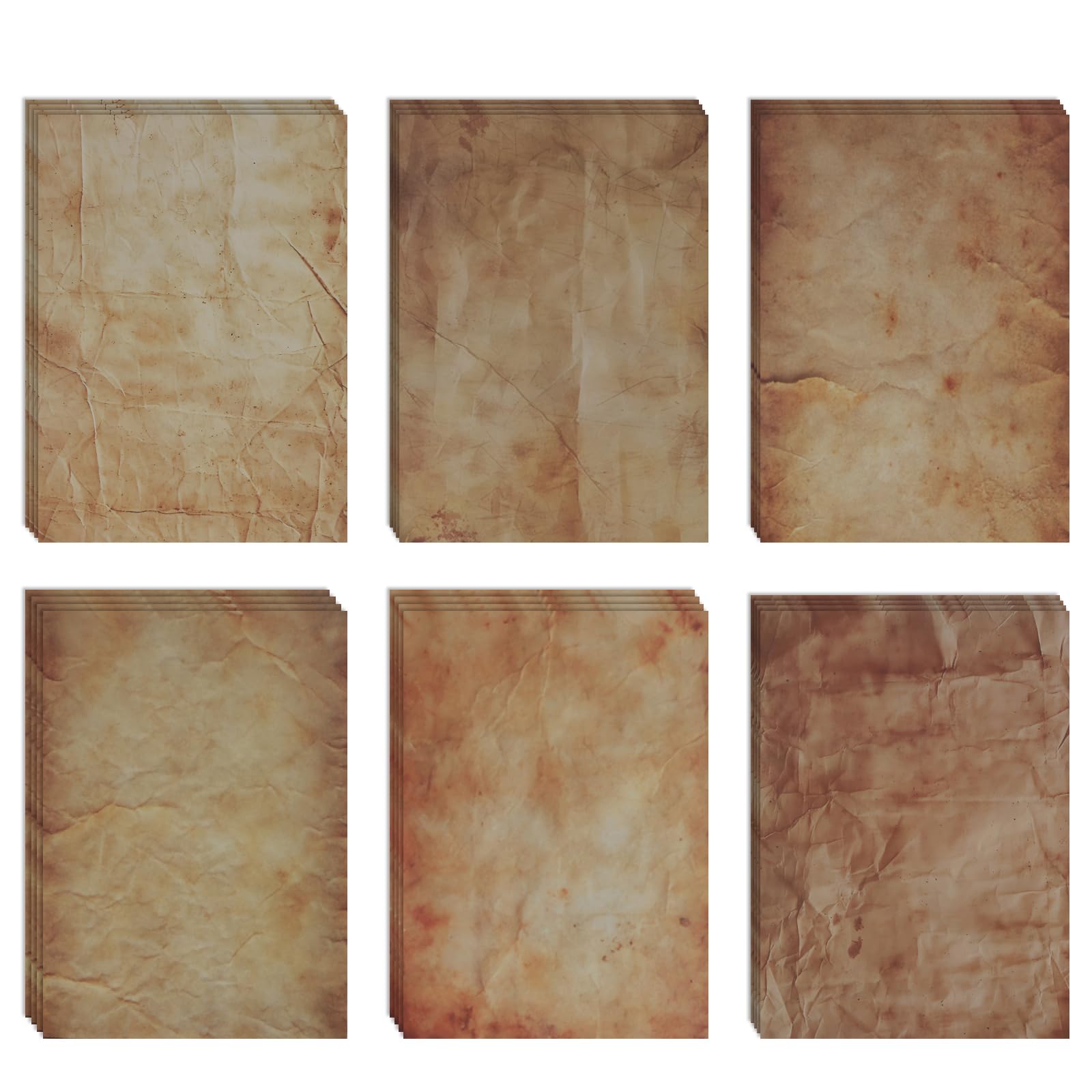 Writing Letter Papers 96 Sheets/ 6 Styles, DIN A4 Vintage Design Craft Certificate Document Papers, Vintage Printer Parchment Paper Old for Writing Printing DIY (Vintage-C)
