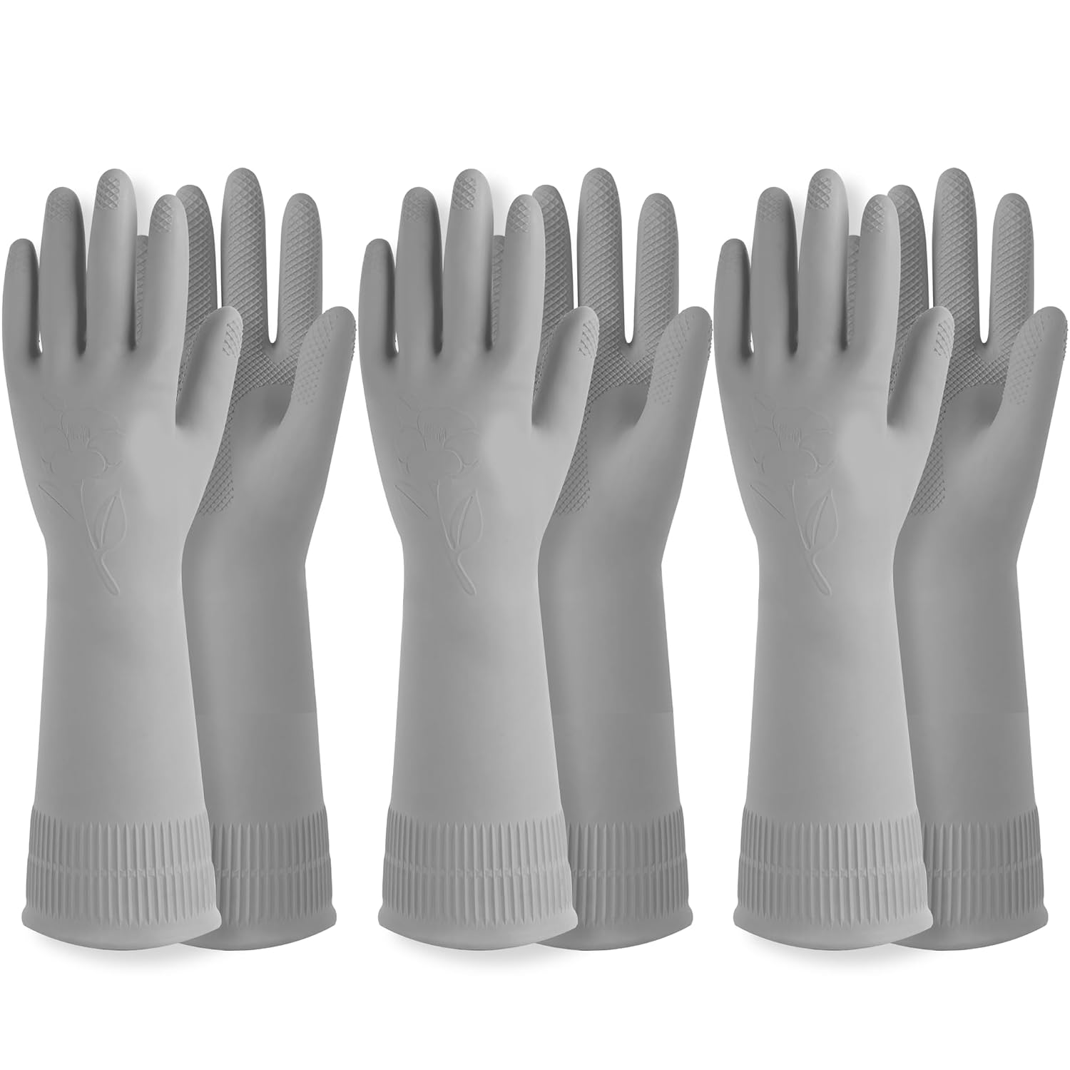 DABOGOSA Mamison 2 Pairs Reusable Waterproof Household Dishwashing Cleaning Rubber Gloves, Non-Slip Kitchen Glove (Pink, Medium (Pack of 2))