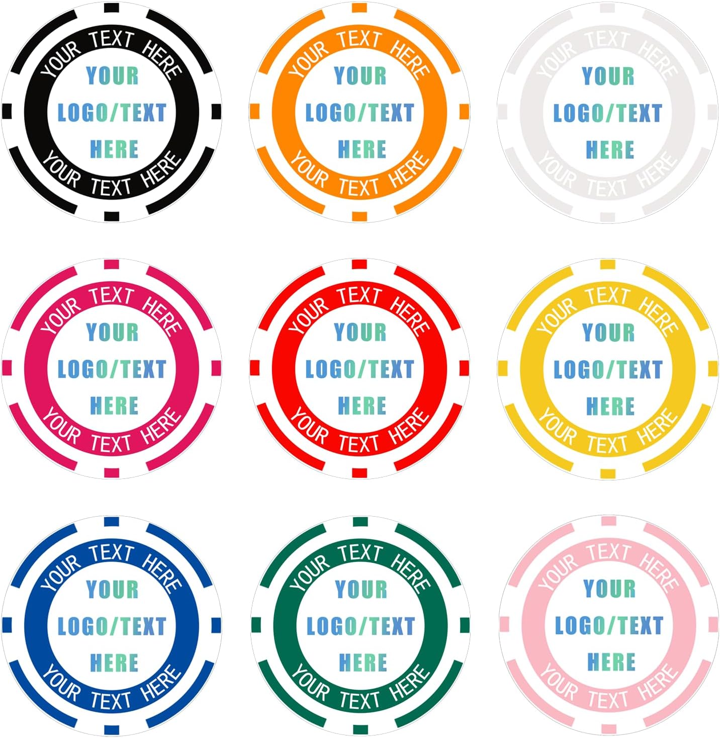 100-1000Pcs Custom Poker Chips,Personalized Poker Chips,Custom Poker Chips with Logo, Custom Drink Tokens, Plastic Casino Chips, Customized Golf Ball Markers for Poker Game
