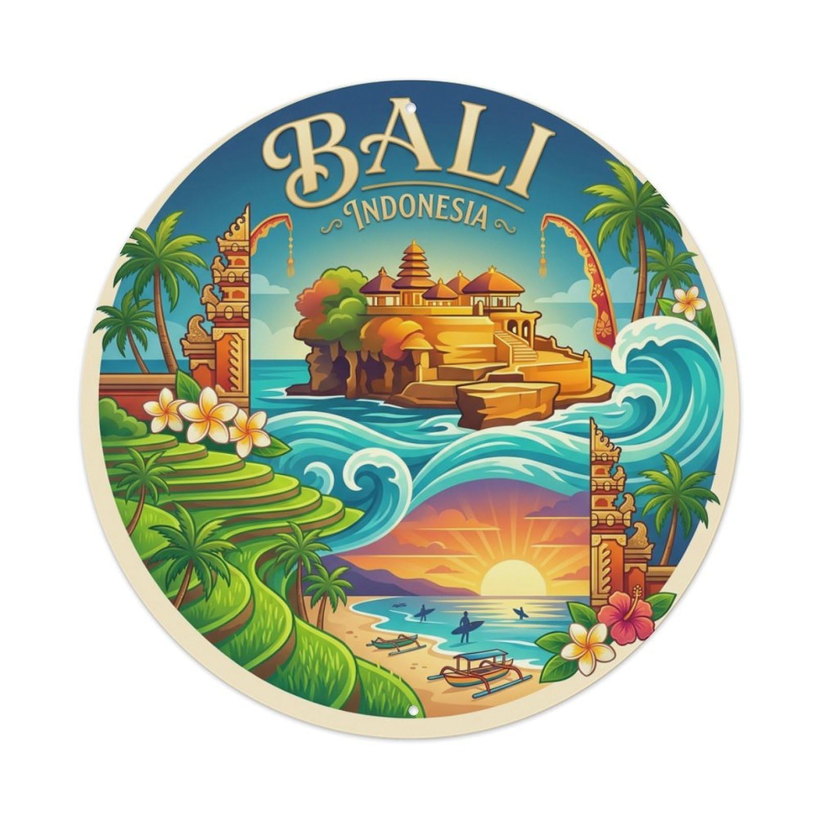 Retro Travel Indonesia Bali Metal Tin Sign