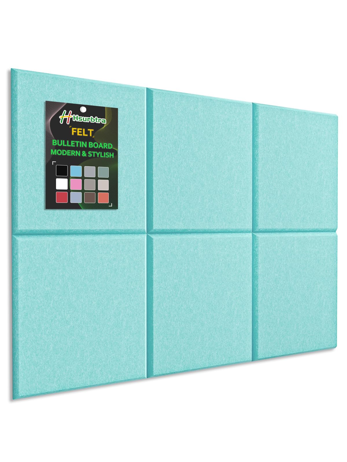 Hsurbtra Cork Board for Wall 24 x 18 Inch, 6 Pack Felt Bulletin Notice Board with Pushpins for Office Home School Farmhouse Wall Decor, Lake Blue