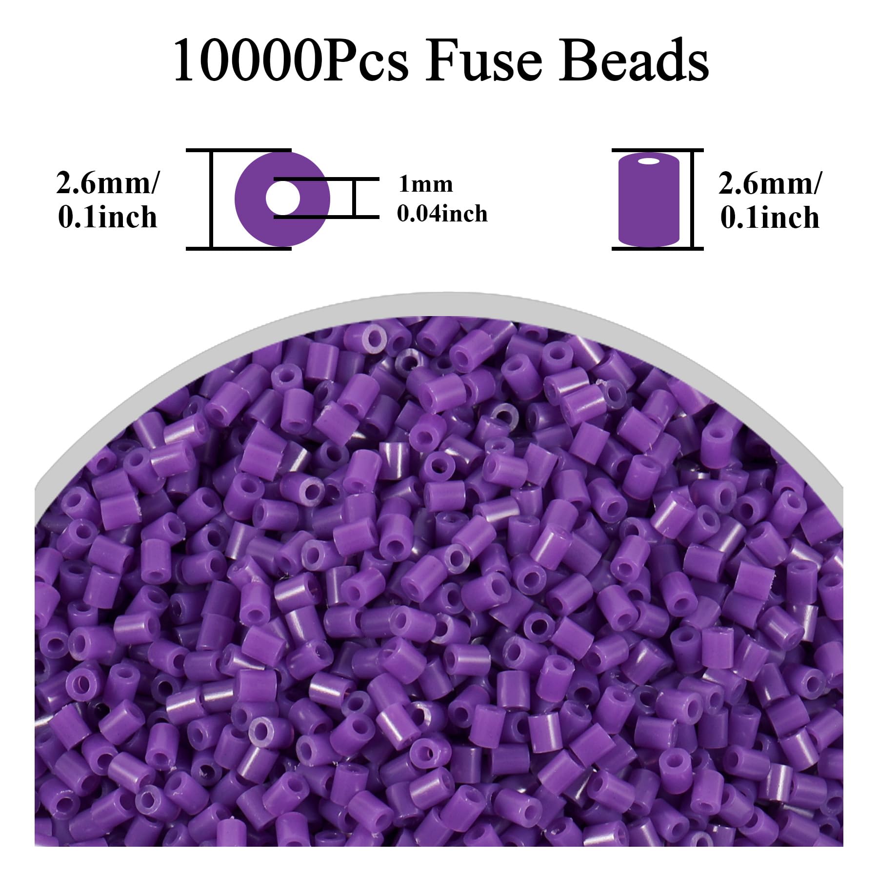 10000Pcs Loose Mini Fuse Beads 2.6mm Bulk Refill Kit Stress Relief Pixel Art 3D Craft Melting Beads for DIY Decor Crafts Creative Handmade Projects (Dark Purple) - Image 2