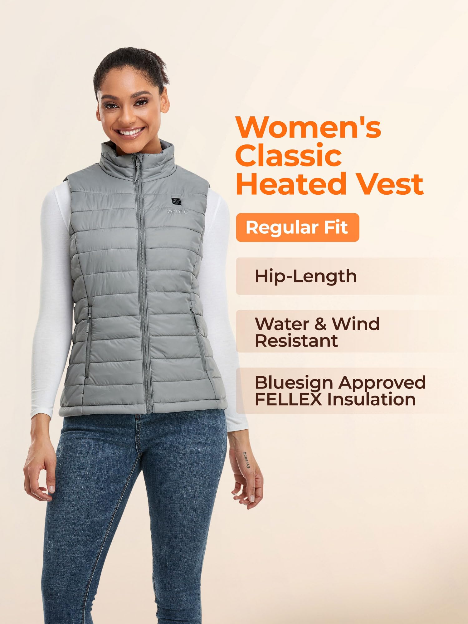 ORORO Women's Heated Gilet with Power Bank, Heated Vest Women Up to 10 Hours of Warmth