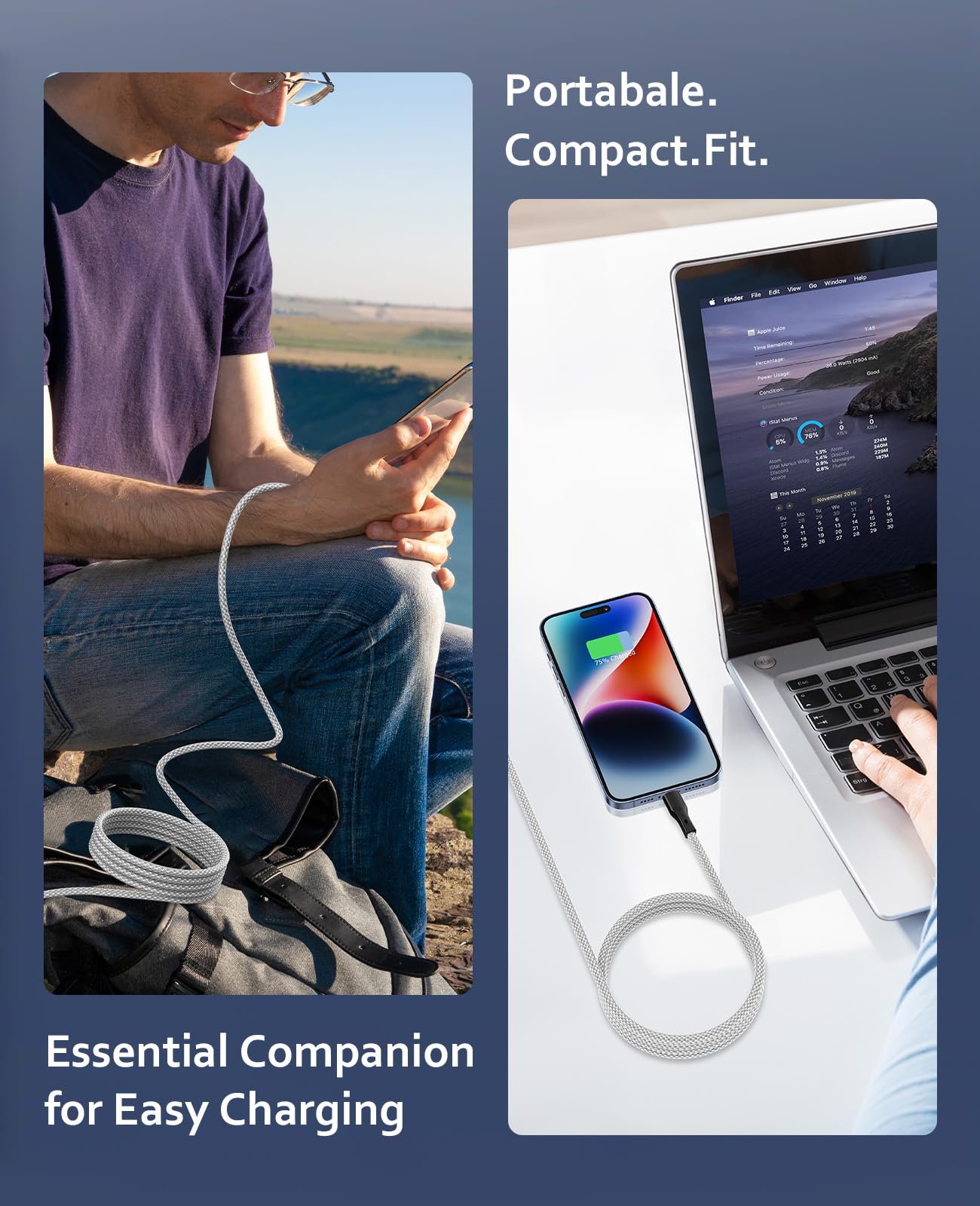 Magtame Cavo i-Phone USB C, 30W Magnetico Organizzato Certificato MFi 1M Caricabatterie i-Phone Carica Rapida Nylon Cavo i-Phone per i-Phone 14/13/12/11/Pro/Pro Max/X/XS/XS Max/XR/8/8 Plus/7/7