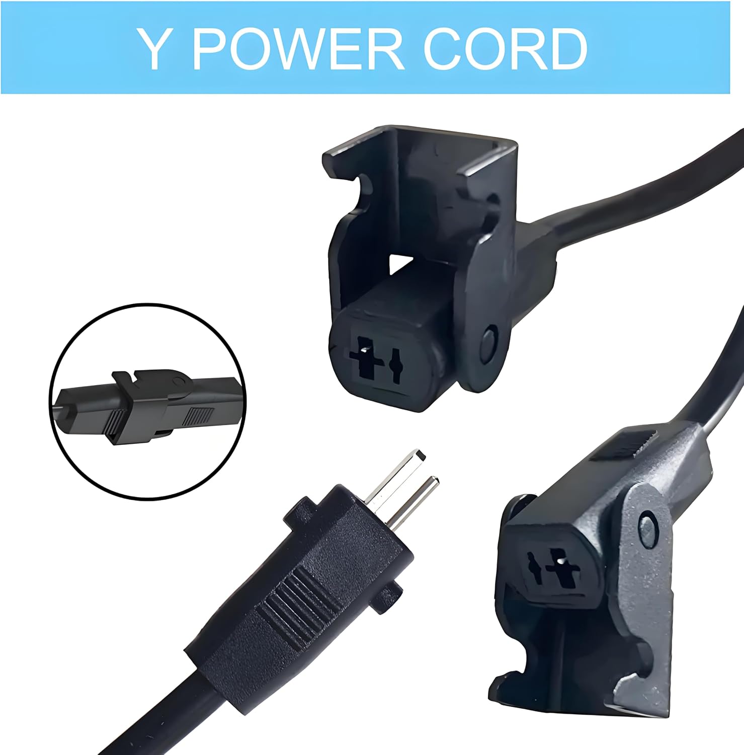 6.5 Feet 2 Pin Splitter Lead Y Power Cable for Electric Recliner and Lift Chairs, 2 Motors to 1 Power Supply, Compatible with Okin, Limoss, Lazboy, Pride, Catnapper
