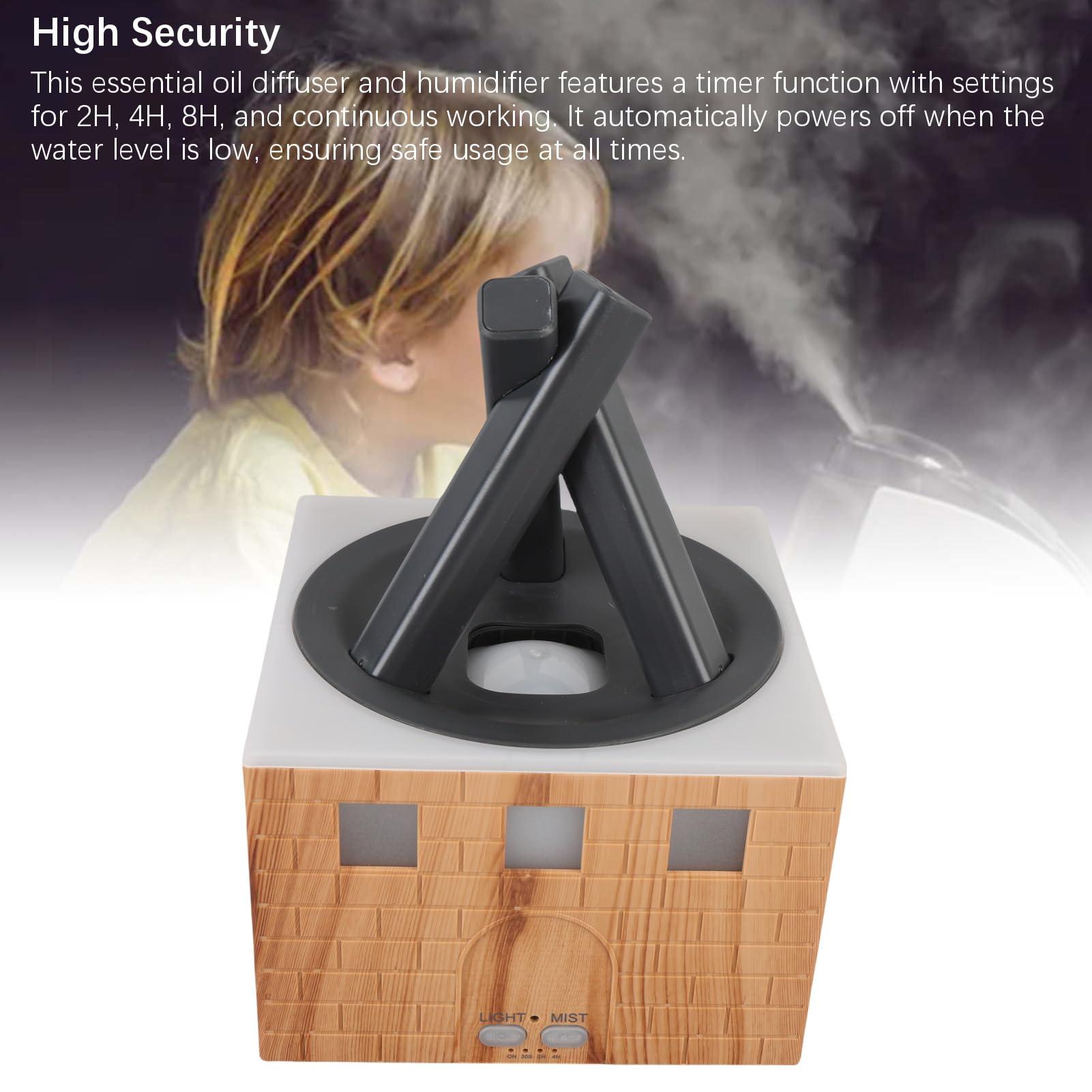 400 Ml Diffusor für ätherische Öle, 0 DB Leiser Betrieb, Aromatherapie-Luftbefeuchter mit Timer, Automatische Abschaltung und Nachtlicht für Schlafzimmer, Zuhause, Büro (EU-Stecker 100–240 V)