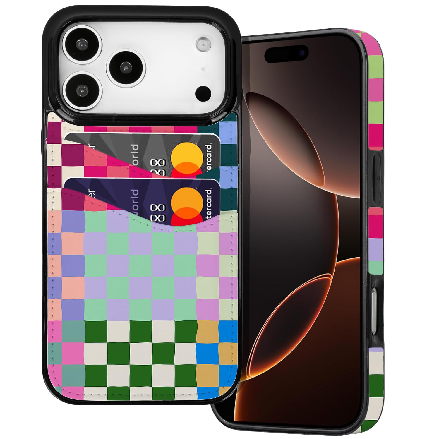 Étui iPhone 17 Pro Max damier coloré pour sorties et soirées - 8