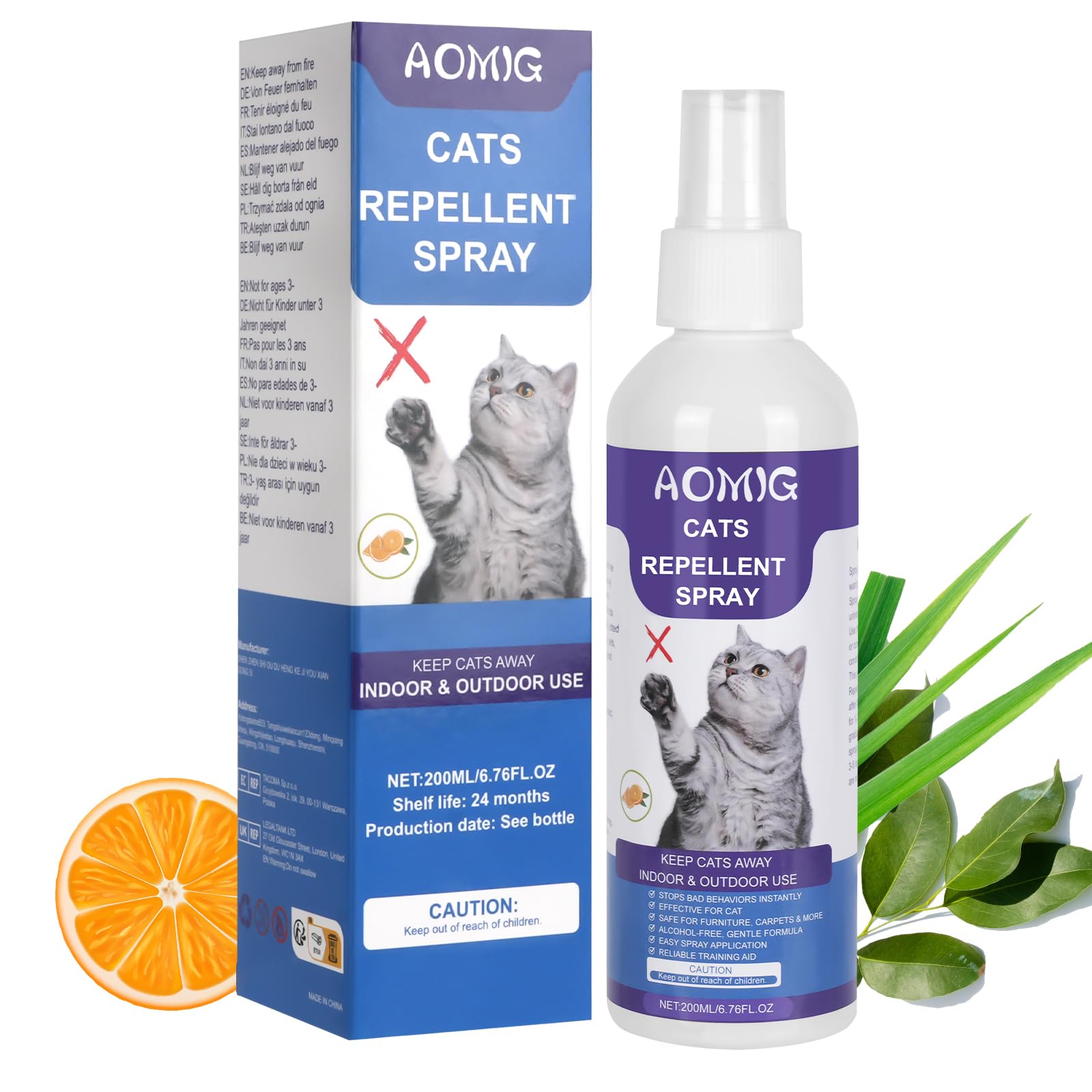Aomig Spray Arañazos Gatos, 200ml Spray Repelente para Gatos, Spray Arañazos Gatos y Gatitos para Proteger Sofá y Muebles, Ideal para Uso Indoor y Outdoor