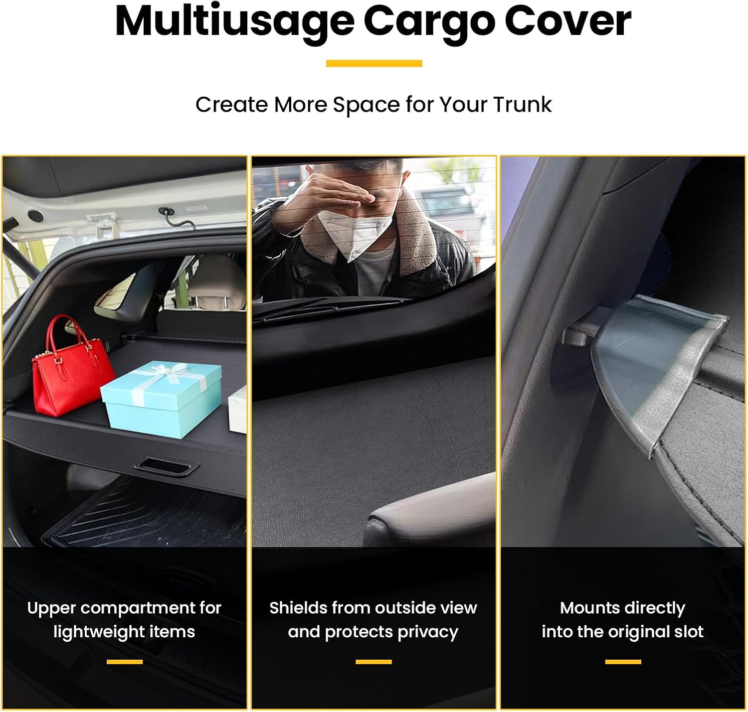 Cargo Cover for Hyundai Tucson 2022-2026, Retractable Trunk Cover Privacy Shade for 22-26 Hyundai Tucson (Leather)