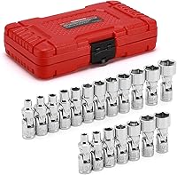 Vista 11 de CASOMAN Juego de llaves flexibles universales de 3/8 pulgadas, SAE&Metric, 3/8" a 3/4", 0.394 in a 0.748 in, 6 puntos, CR-V, cabezal giratorio