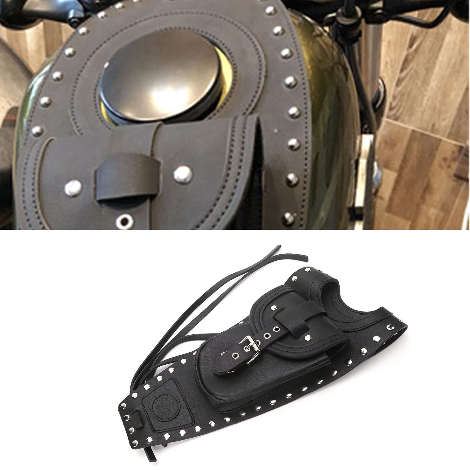 Borsa per Serbatoio Carburante per Moto Copertura per Serbatoio per Gas Copertura per Borsa in Pelle Artificiale Nera con Custodia Adatta per XLX1000 XL1200X XLH883,Borsa da serbatoio per olio