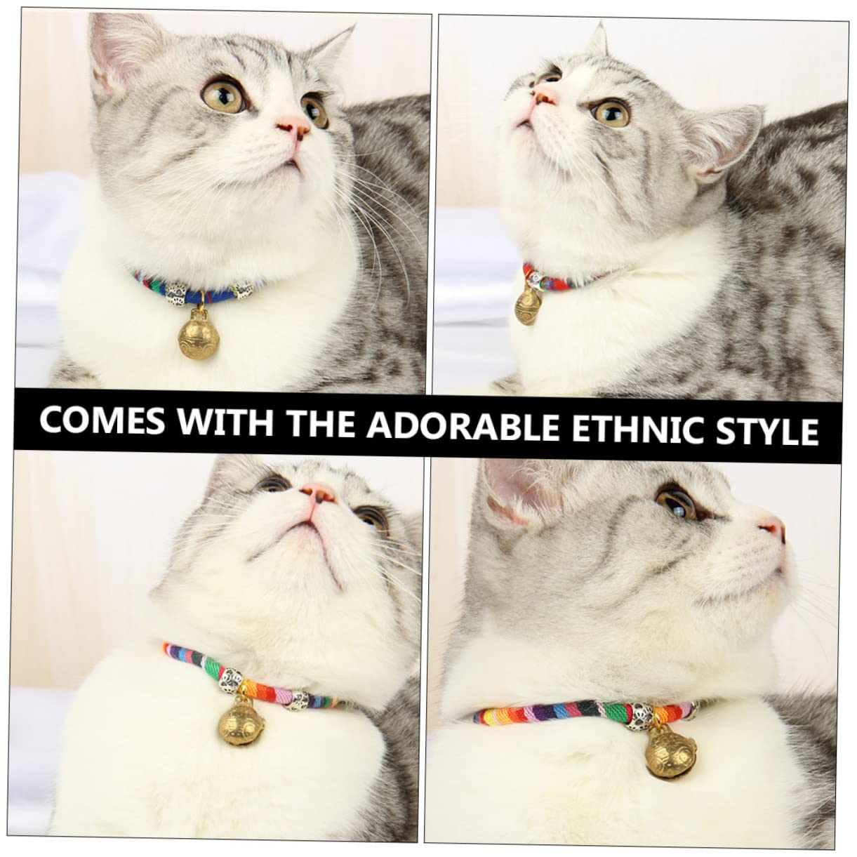 Happyyami 9pièces Collier Pour Chat Réglable Avec Clochette De Colliers Ethniques Pour Animaux De Compagnie Et Accessoire Confortable Pour Chats Et Petits Chiens