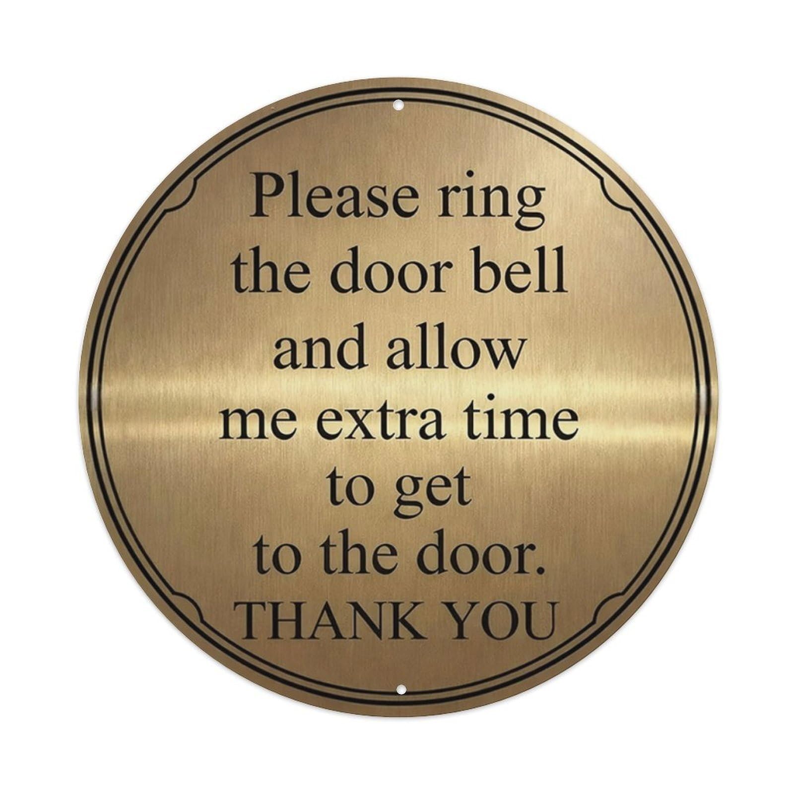 Ldfuieksufg Style Round Brass Doorbell Reminder Home Decor Wall Plaque Vintage Aluminium Metal Sign, Retro Wall Decor For Home, Bar, Garage & Farmhouse 20X20cm