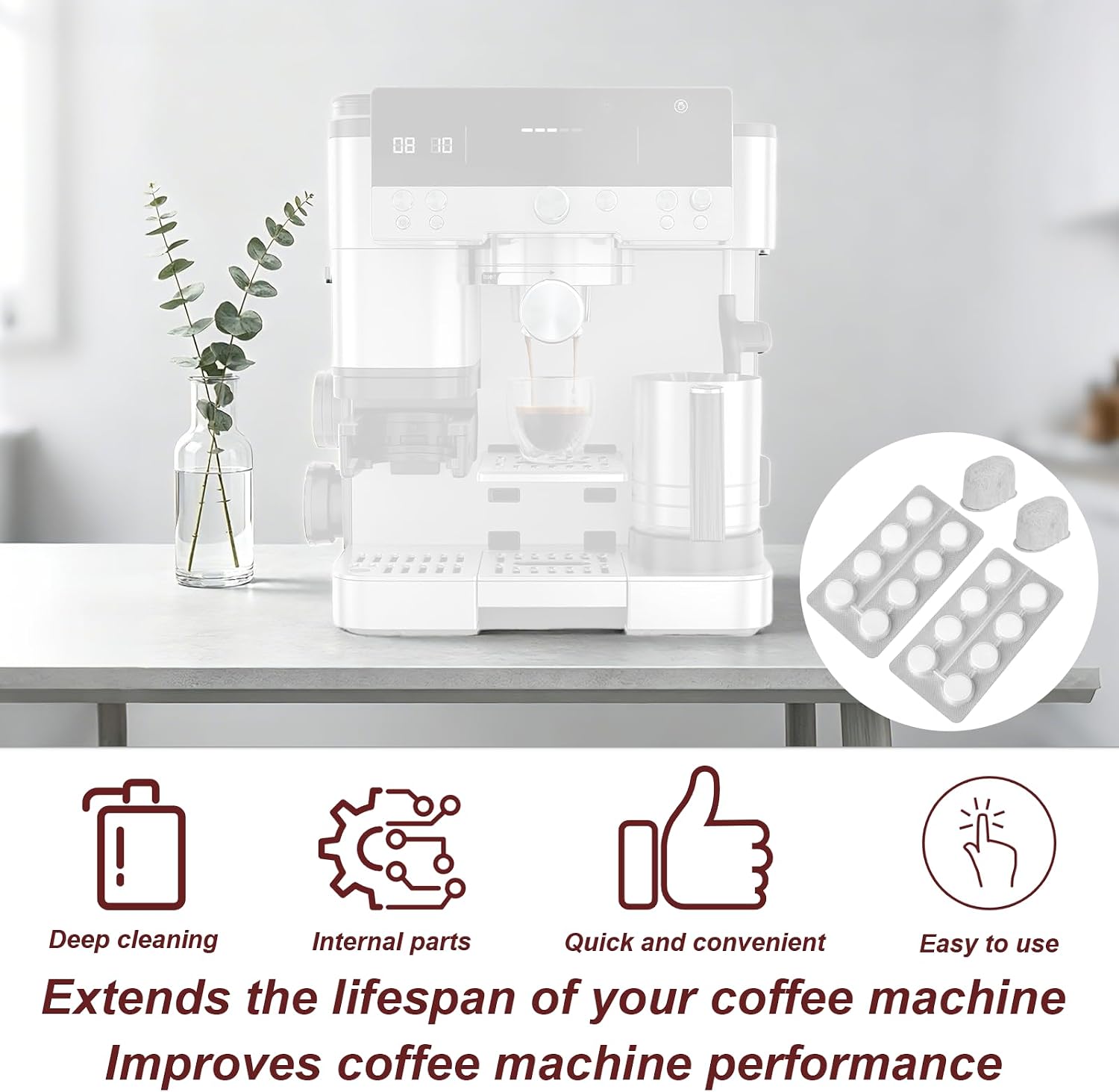 Espresso Machine Cleaning Kit for Ninja Luxe Cafe, 2pcs Water Filters & 16pcs Cleaning Tablets for Coffee Maker Easy Maintenance and Descaling Accessories