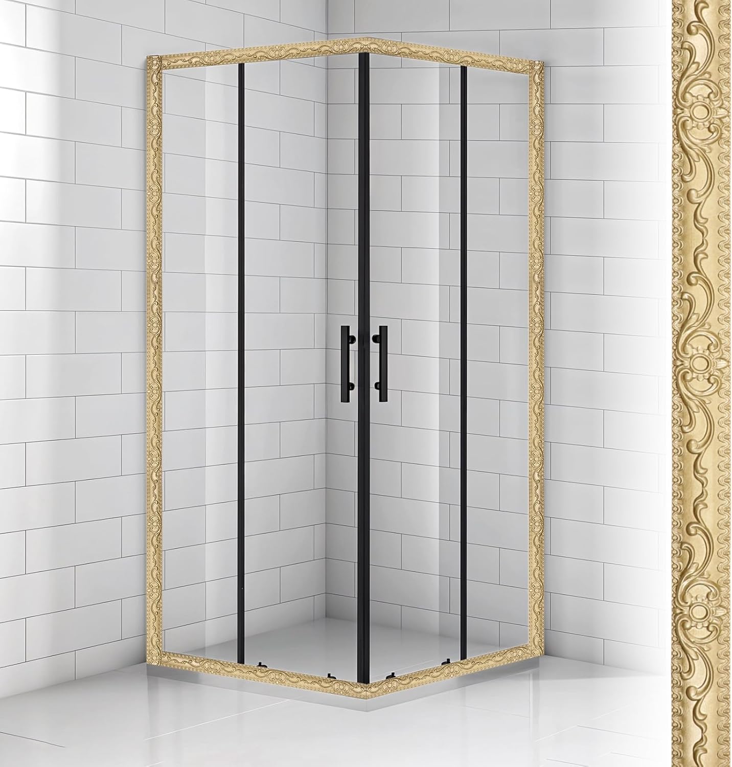 16.4 Feet Champagne Gold Flexible Molding Trim Wall Trim, Mirror Frame Trims, Cabinet Border Self Adhesive Peel and Stick Molding Ceiling Moldings for Bathroom Home Decor, Champagne Gold