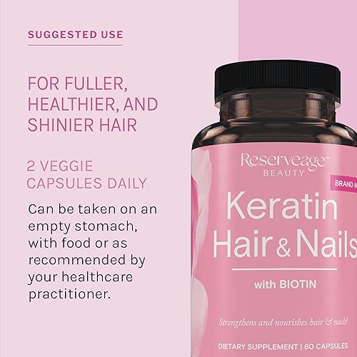 Miniatura 5 de Reserveage - Refuerzo de queratina para el cabello con biotina, suplemento de queratina con biotina y resveratrol, apoya el crecimiento del cabello