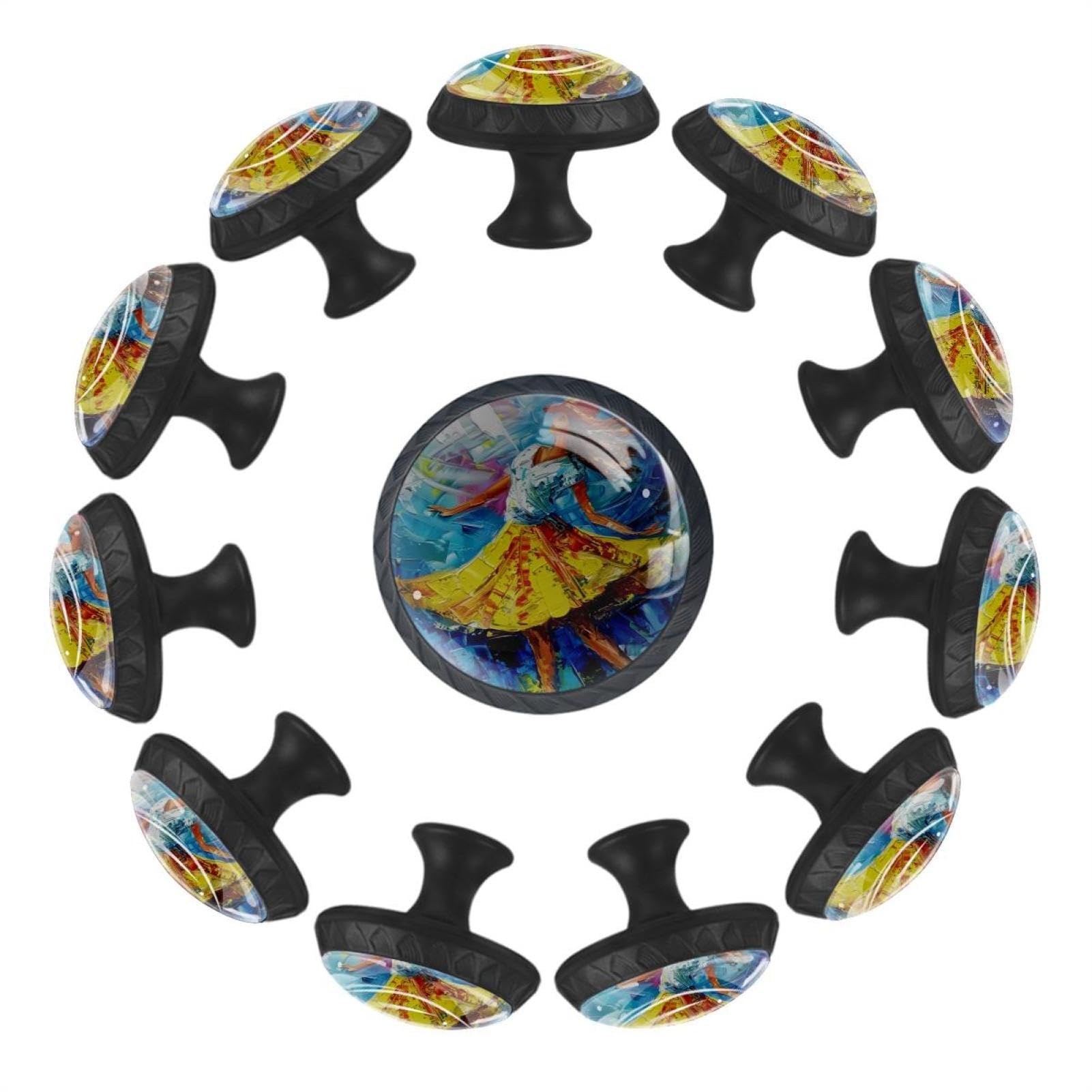 Boutons de tiroir en verre cristal transparent boutons de placard design Art Dancing Girl x12
