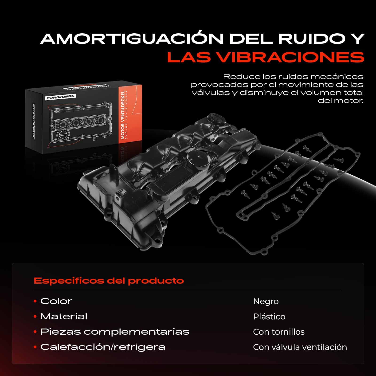 Frankberg Tapa de válvulas tapa de culata 6510100830 | Compatible con: Autobús Vito W639, Viano W639, Clase S V222 W222 X222, GLC X253, Sprinter 35-T Caja B906, Clase M W166