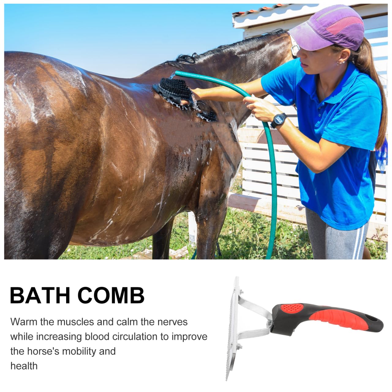 Happyyami Horse Grooming Rake with Rubber Handle Durable Metal Comb for Removing Shedding Hair and Mud Suitable for Horses Cattle Livestock 7.1X6.2X2.4 Inch - Image 3