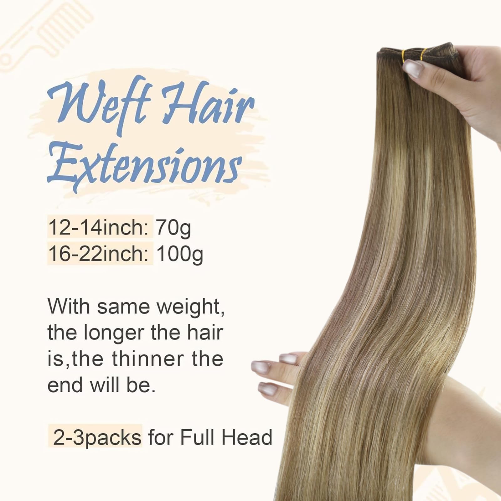 Easyouth Weft Hair Extensions Real Human Hair Balayage Human Hair Sew in Extensions Ombre Dark Brown Fading to Ash Brown with Medium Blonde Human Hair Extensions Weft Long Straight Hair 24 Inch 100g - Image 2