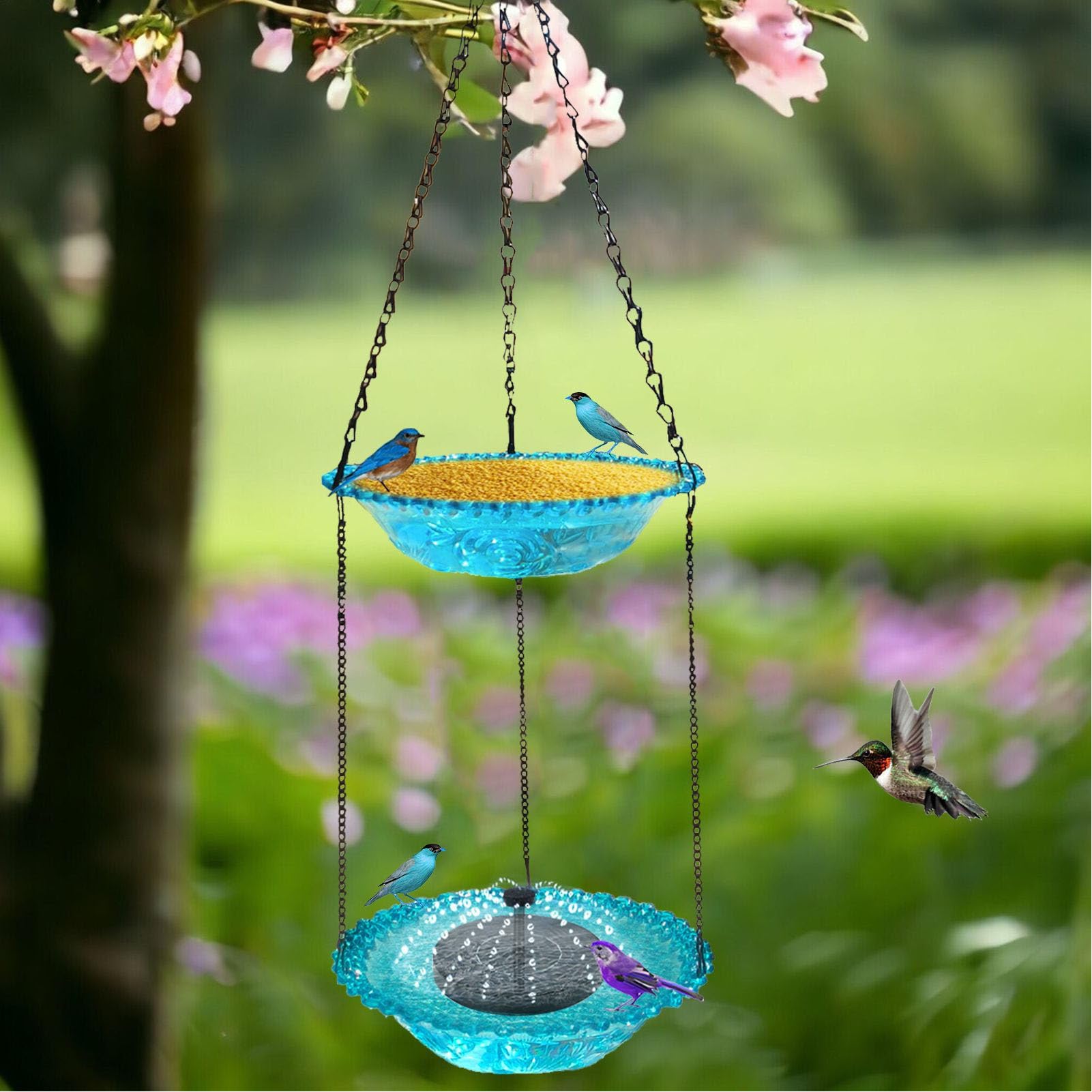 Hängendes Vogelbad, Großer Solarbrunnen für Garten- und