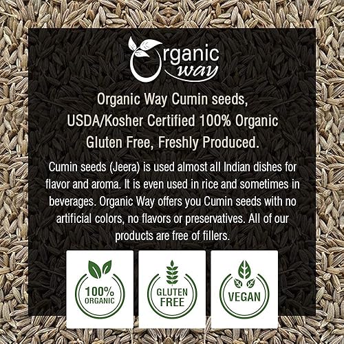 Miniatura 9 de Organic Way Premium CuminJeera Semillas enteras (Cuminum cyminum)  Añade sabor y aroma  Orgánica y kosher certificado  Raw, Vegano, sin OMG y sin