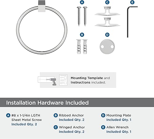 Miniatura 7 de Amerock BH3608226  Toallero cromado  Toallero de 6-12 pulgadas (6.496 in) de longitud  Monumento  Toallero de mano para pared de baño  Soporte para