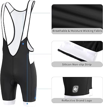 Men's Cycling Bib Shorts 4D Padded Bike Shorts Biker Bibs MTB Biking Bicycle Pants, Breathable & Excellent Fit