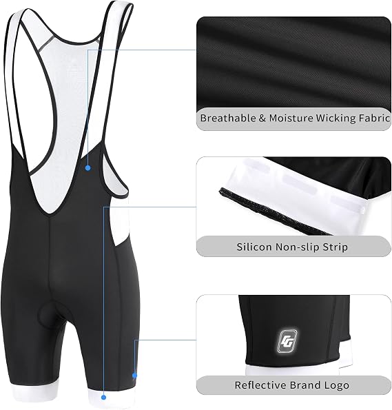 Men's Cycling Bib Shorts 4D Padded Bike Shorts Biker Bibs MTB Biking Bicycle Pants, Breathable & Excellent Fit