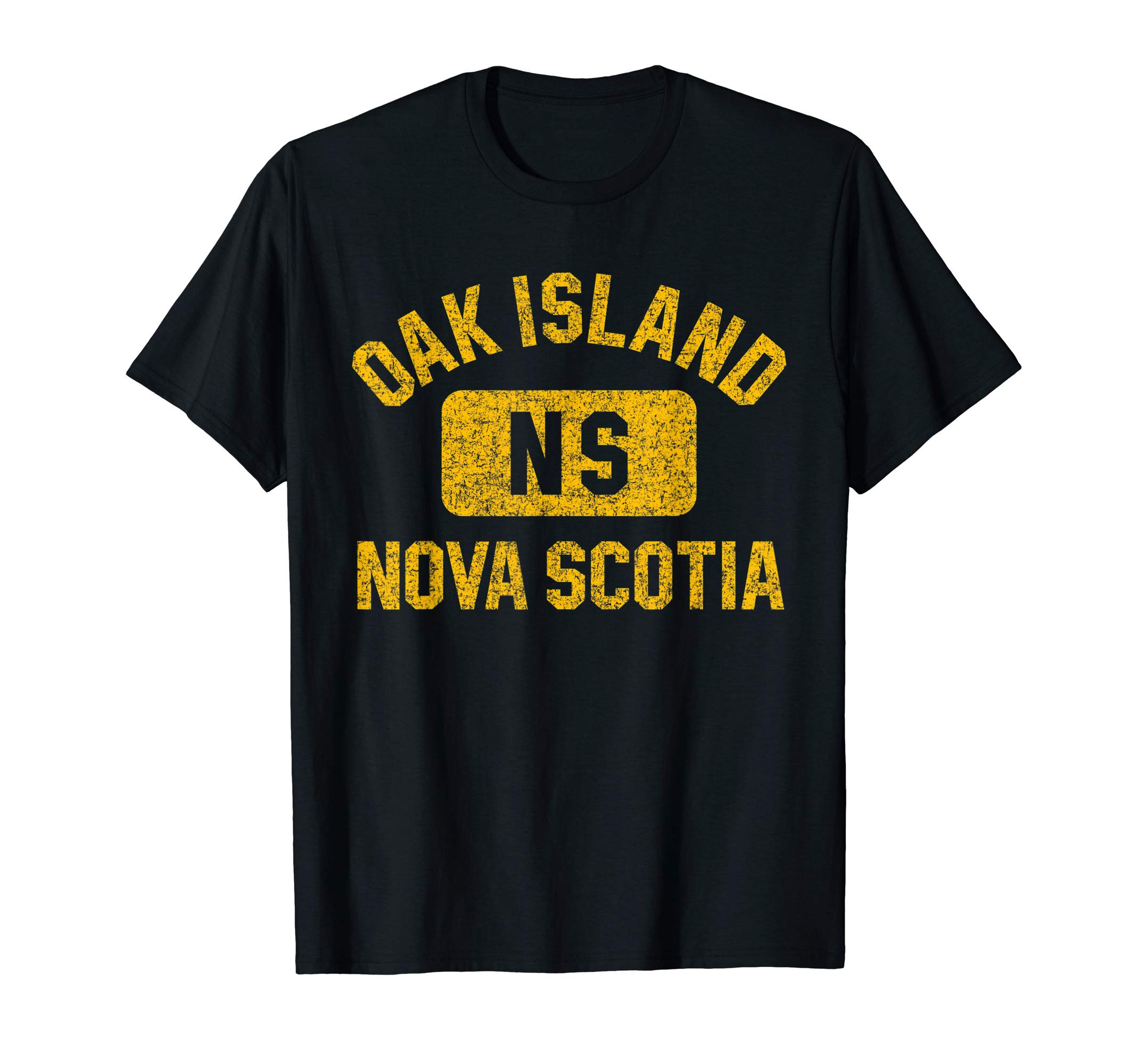 Oak Island NS Gym Style Distressed Amber Print T-Shirt