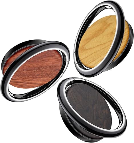 Miniatura 14 de Carveit Soporte de anillo para teléfono celular con diseño de madera maciza, soporte de metal compatible con iPhone 16 Pro Max 13 14 Galaxy S24