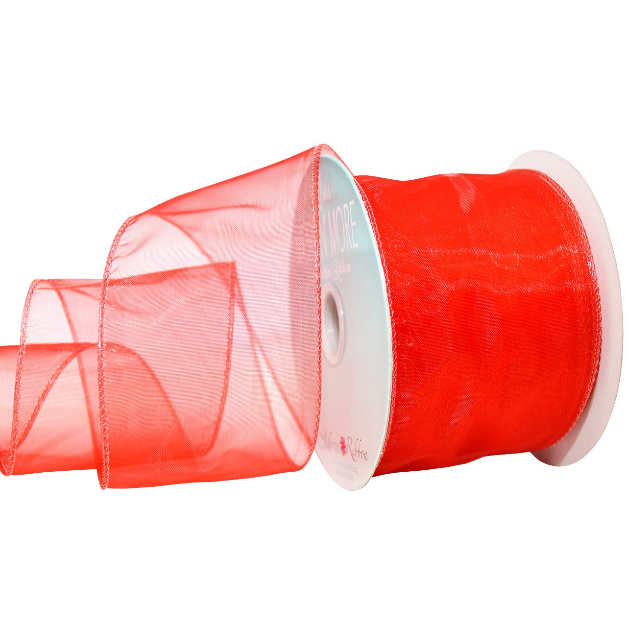 Morex Ribbon Wired 2-1/2-Inch Chiffon Ribbon with 20-Yard Spool, Red