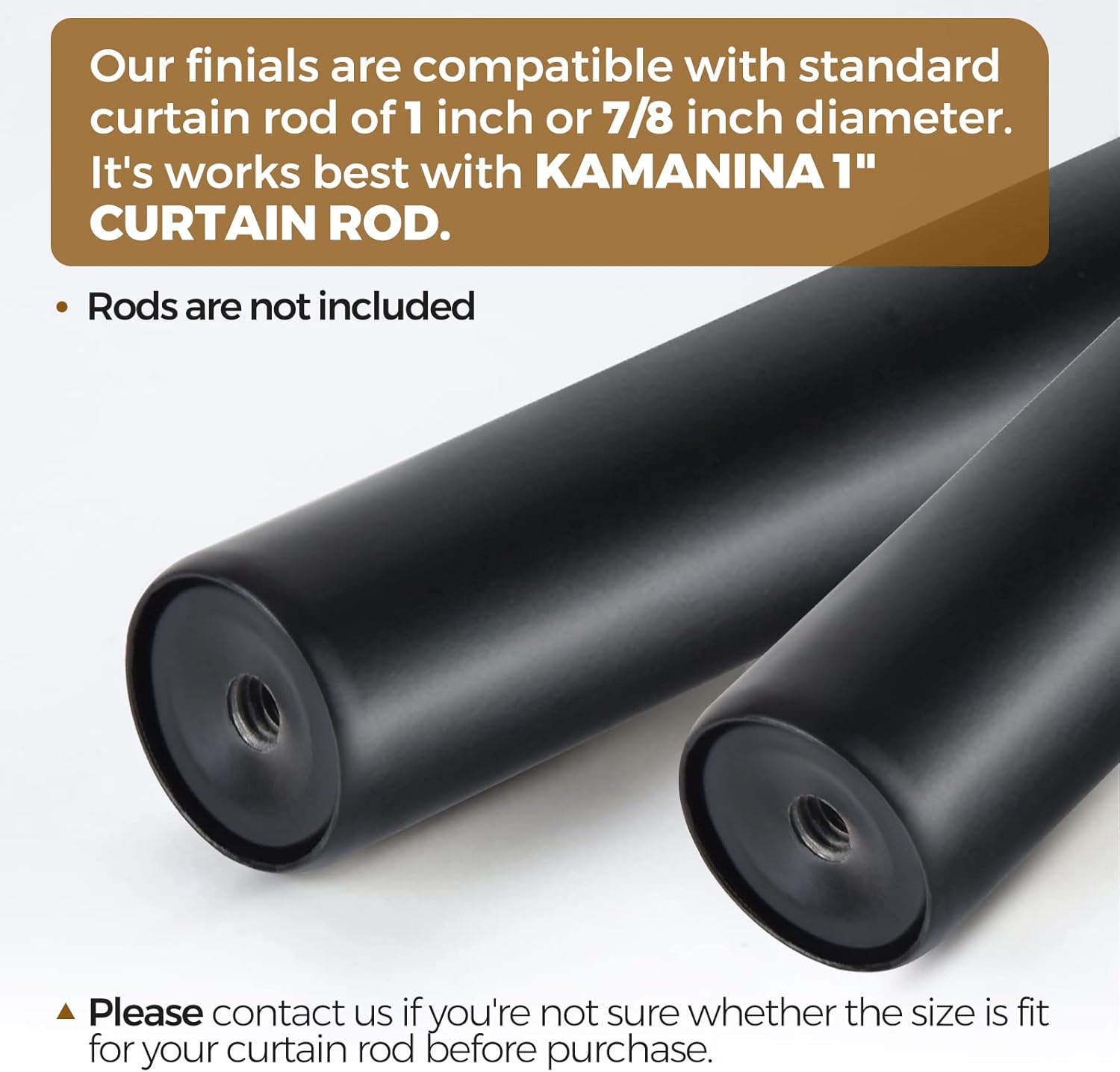 KAMANINA Square Replacement Finials for 1 and 7/8 Inch Black Curtain rods, M6 Screw Rod Finials, Set of 2 : Home & Kitchen