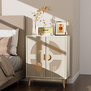 Buffet Cabinet with Storage Sideboard Accent Modern Credenza with Doors & Shelves 32.9" Rattan