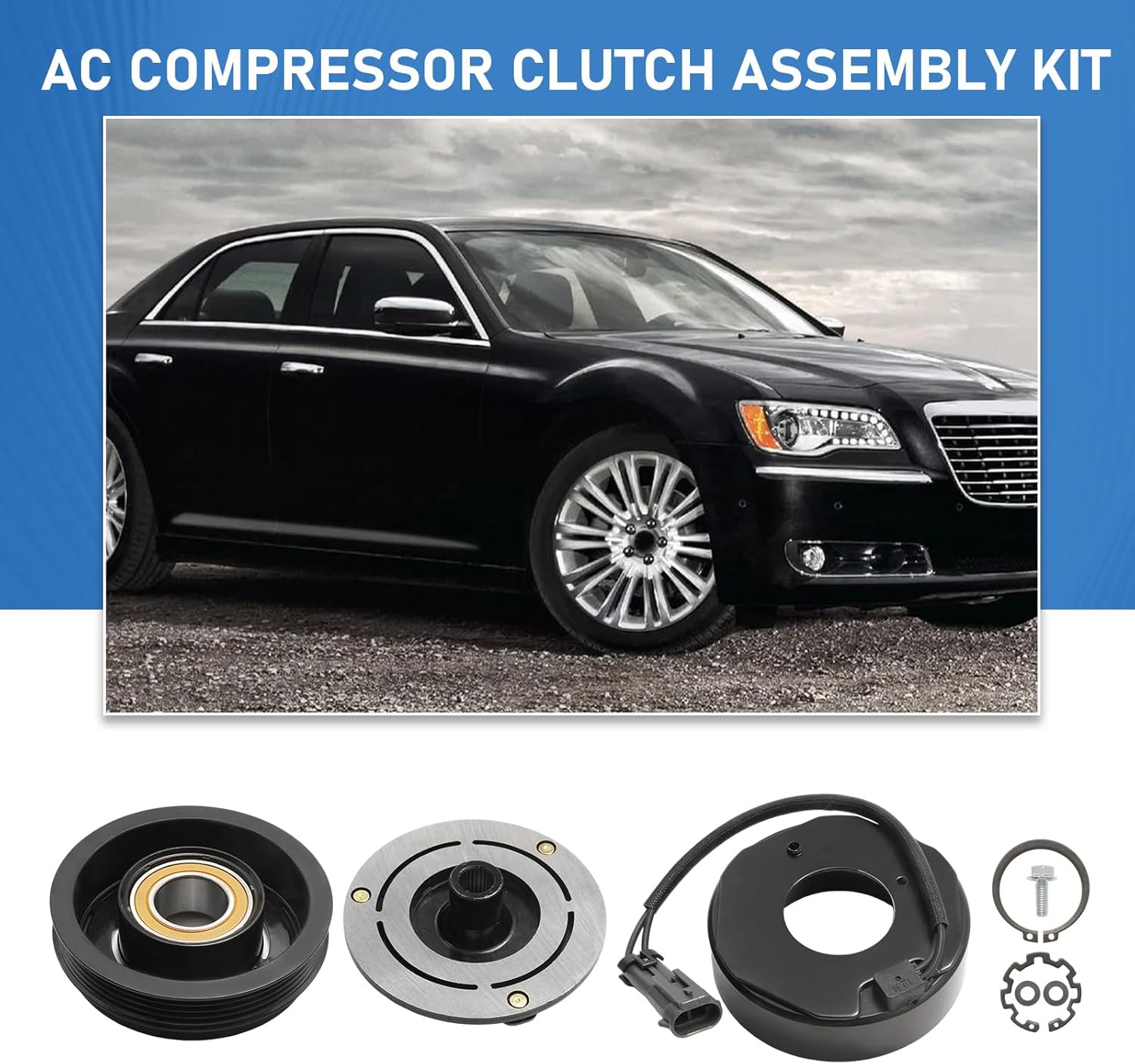 A/C Compressor Clutch Assembly Kit, AC Clutch Kit, Replacement for Cadillac Escalade 5.3L 2002-2005 Replacement for Hummer H2 6.0L 2003-2007