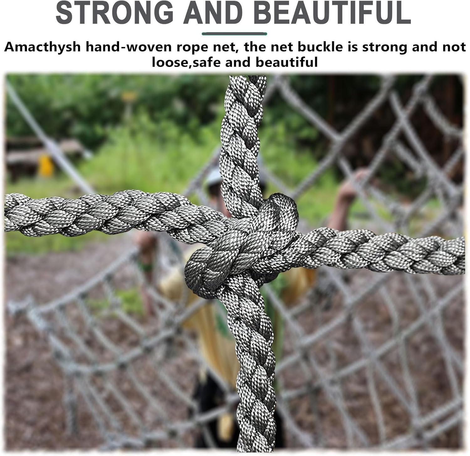 Outdoor Balcony Safety Net, Climbing Rope Netting for Trees & Stairs, Playground Protective Net (8mm, 9.8x9.8ft) - Durable, Weather-Resistant, Ideal for Kids & Pets