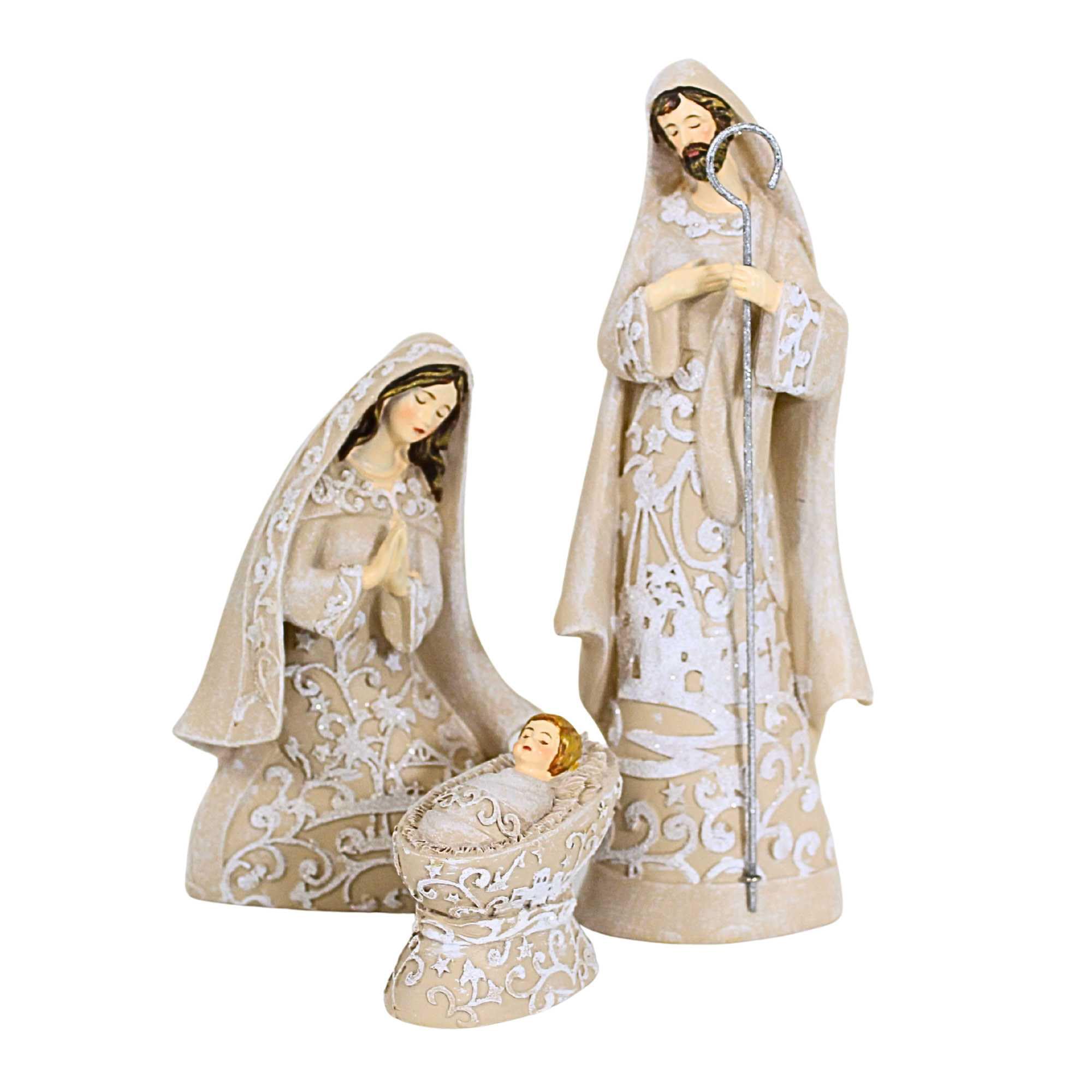 Presepe di Bologna in terracotta Sacra Famiglia, asino e bue