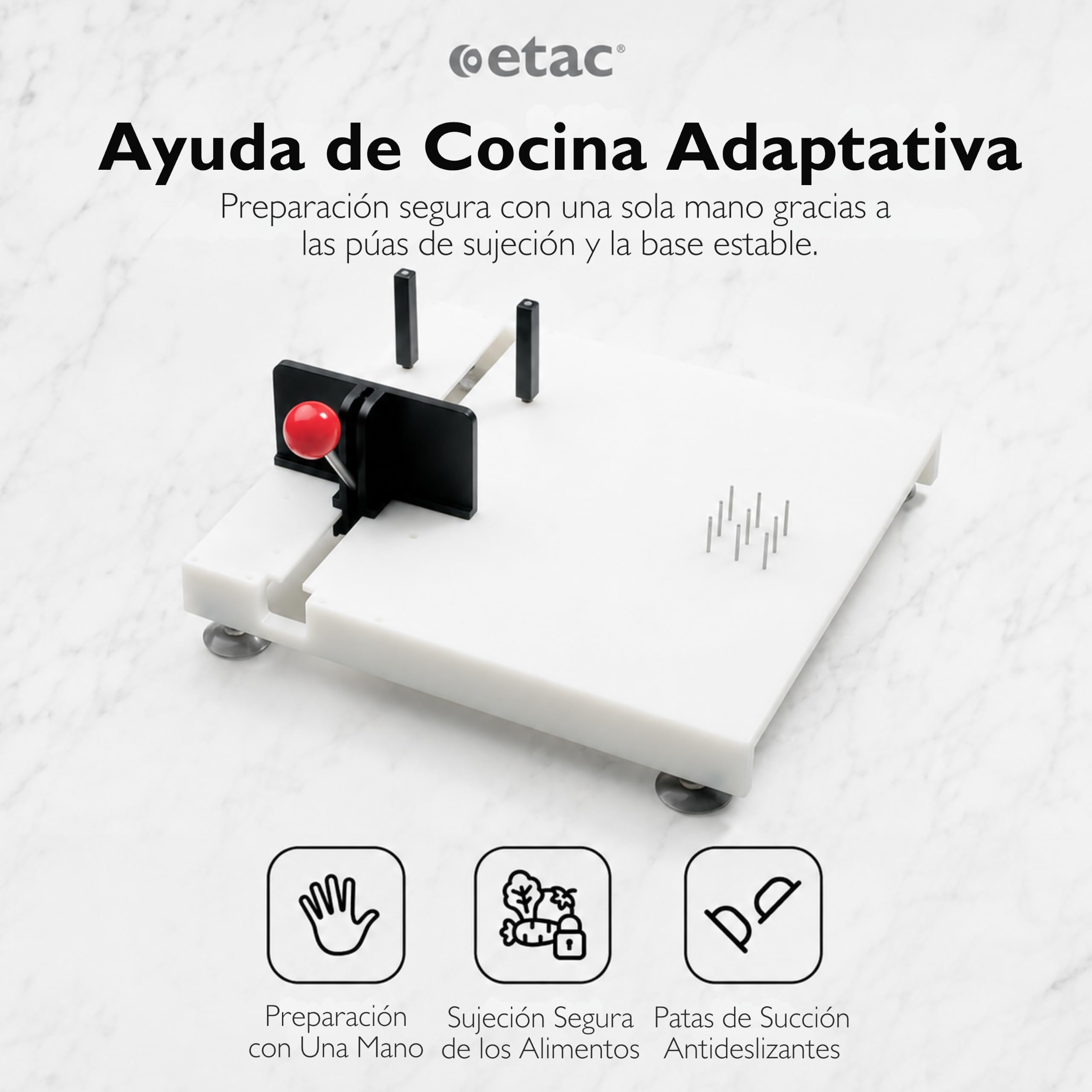 ETAC - Tabla con ayudas para cortar alimentos, multicolor