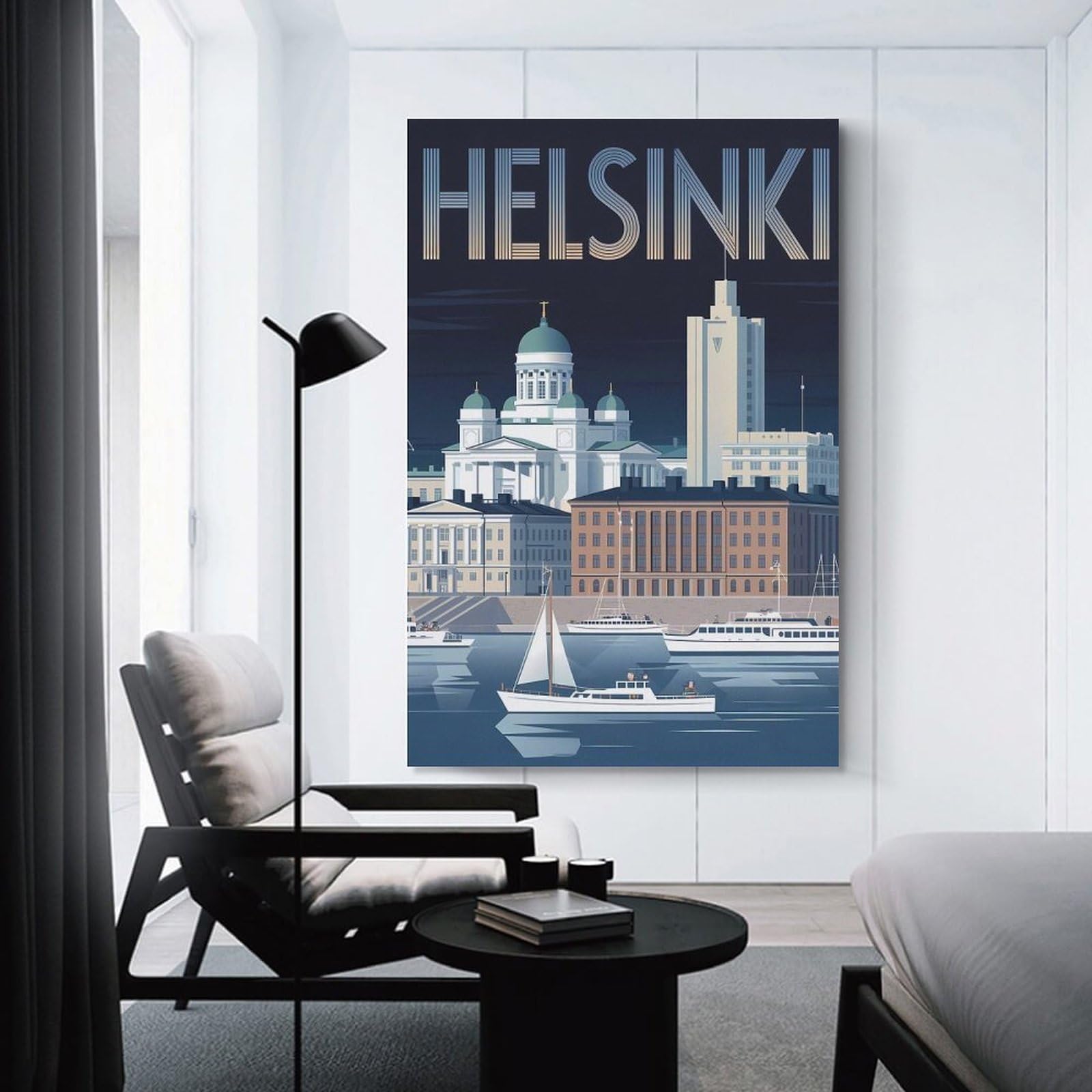 Junmoney Decorative Canvas Print Helsinki Cityscape Travel, 24x36inch(60x90cm), for Entrance Walls, Hall Decor Or Foyers, A Stylish Accent for Home Entrances