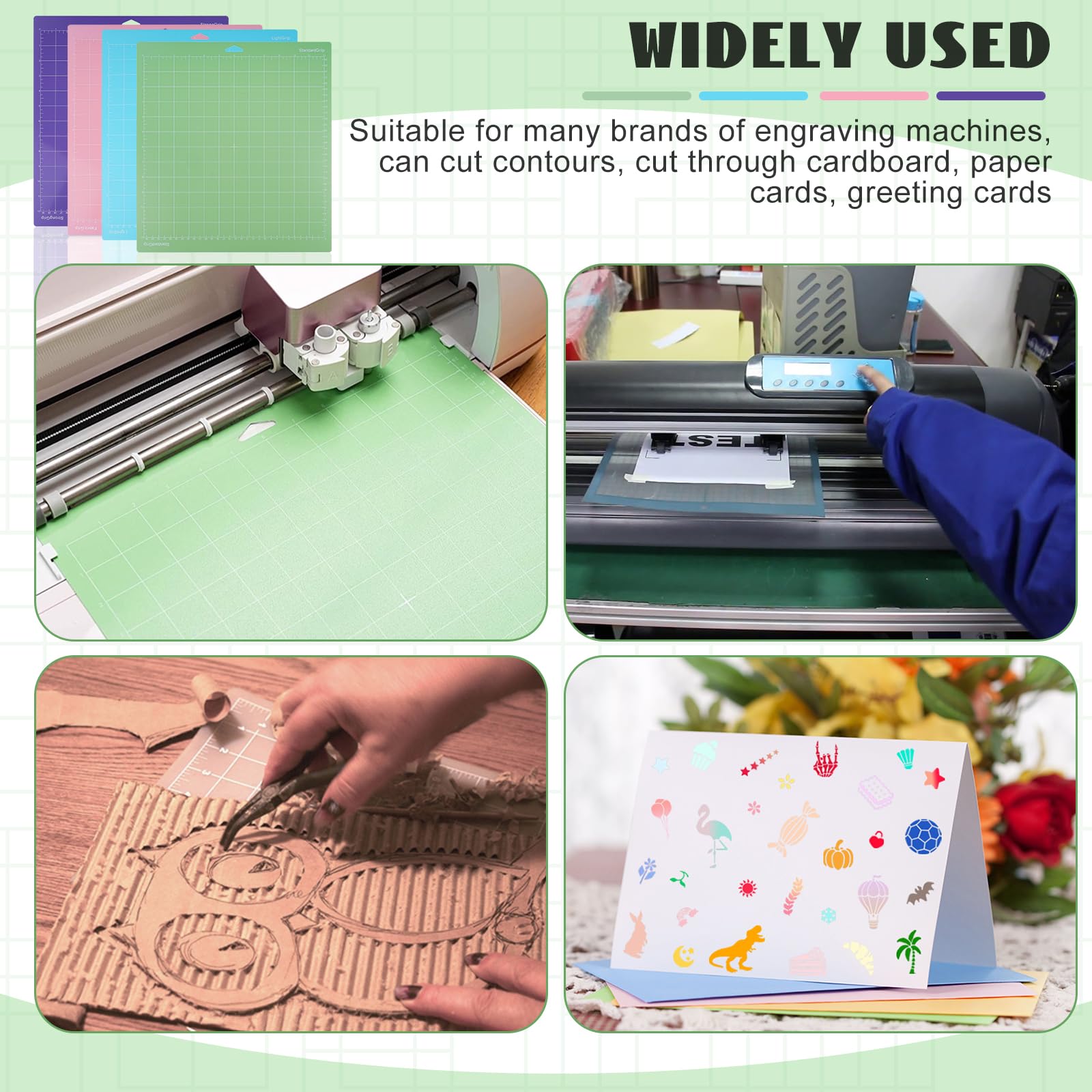 8Pcs Tapis de Découpe pour Cricut Maker/Maker3/Explore 3/Air 2 | 12" x 12" + 12" x 24" Variety Grip Tapis de coupe Accessoires de rechange