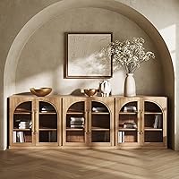Vista 32 de BELLEZE Aparador Modular Acanalado Buffet con Almacenamiento, Mesa Consola Moderna de Mediados de Siglo con Puertas Arqueadas Simétricas, Elegante
