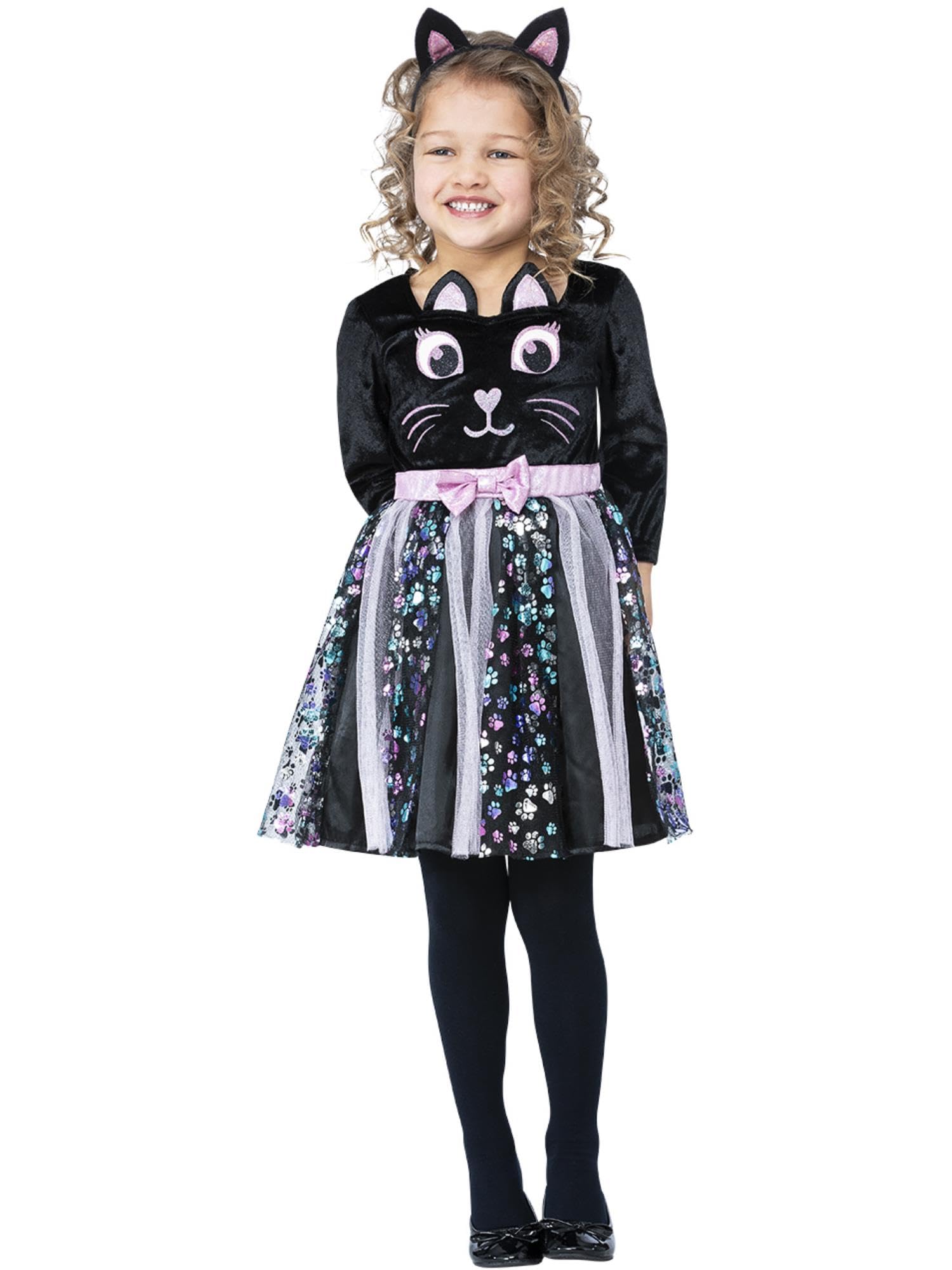 Smiffys Cat Costume Dress & Headband, Halloween Child Fancy Dress, Animal Dress Up Costumes