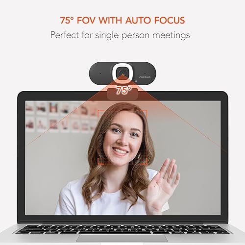 Miniatura 6 de NUROUM Cámara web V15-AFL 2K con micrófono, cámara web AutoFocus de 1080p 60FPS con luz de llenado ajustable y cubierta de privacidad, micrófono